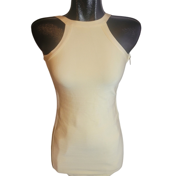 Marciano Cream Escape Bandage Stripe Bodycon Dress M - Picture 1 of 6